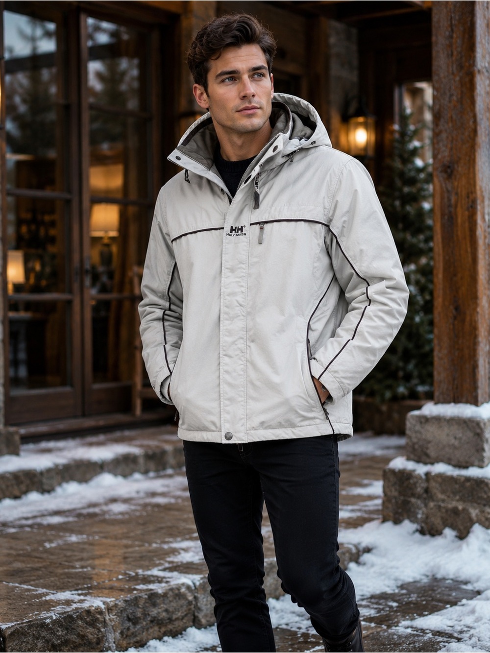 Helly Hansen Men’s Light Gray Hooded Puffer Jacket